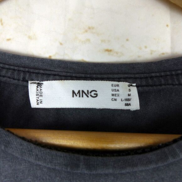 Mango MNG T-Shirt Womens S Gray Skull Butterfly Graphic Tee Rock Goth Macabre - Picture 6 of 9